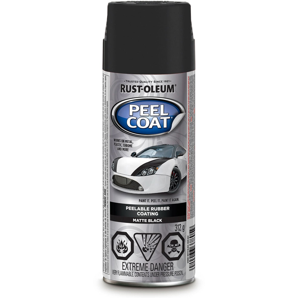 Automotive Peelable Rubber Coating, Black, Very Flat, Aerosol Can