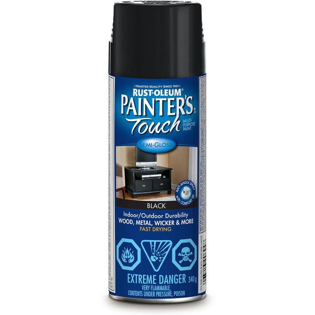 Painter's Touch® Multi-Purpose Brush-On Paint, Black, Semi-Gloss, Aerosol Can