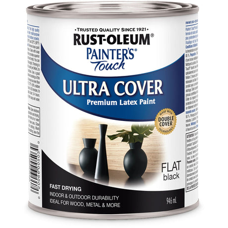 Painter's Touch® Multi-Purpose Brush-On Paint, Black, Very Flat, 946 ml, Can