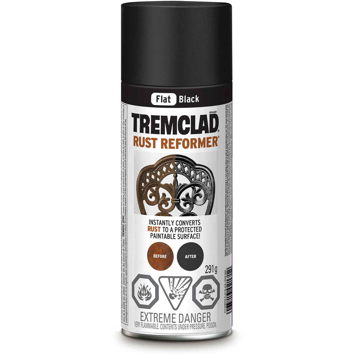 Tremclad® Rust Reformer & Cover Up, Black, Very Flat, Aerosol Can