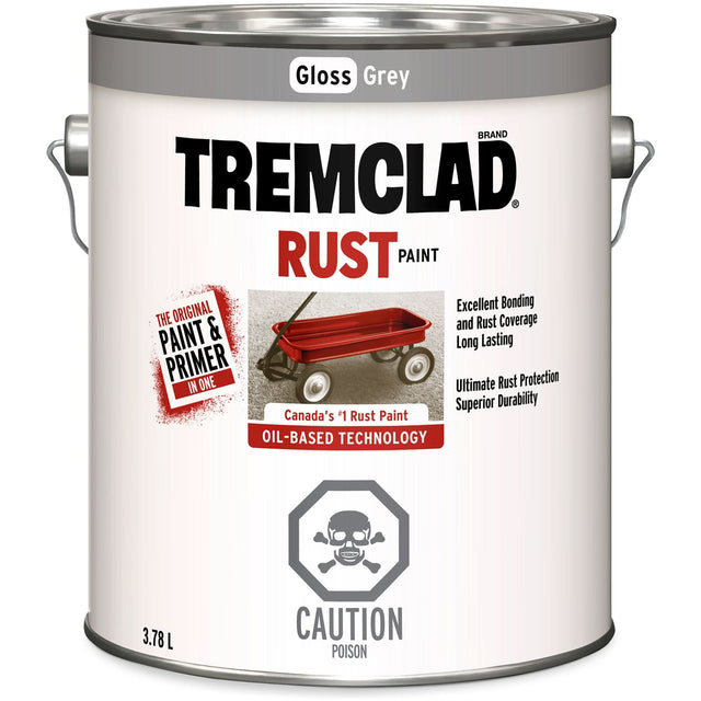 Tremclad® Oil Based Rust Paint, Grey, Gloss, 3.78 L, Gallon