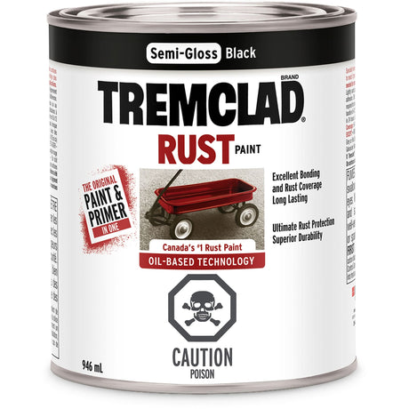 Tremclad® Oil Based Rust Paint, Black, Semi-Gloss, 946 ml, Can