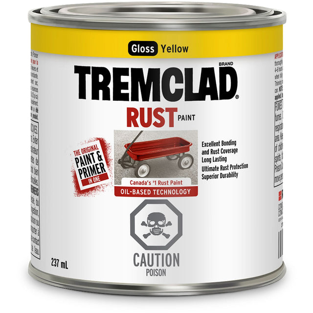 Tremclad® Oil Based Rust Paint, Yellow, Gloss, 237 ml, Can
