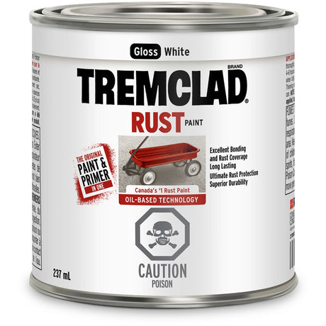 Tremclad® Oil Based Rust Paint, White, Gloss, 237 ml, Can