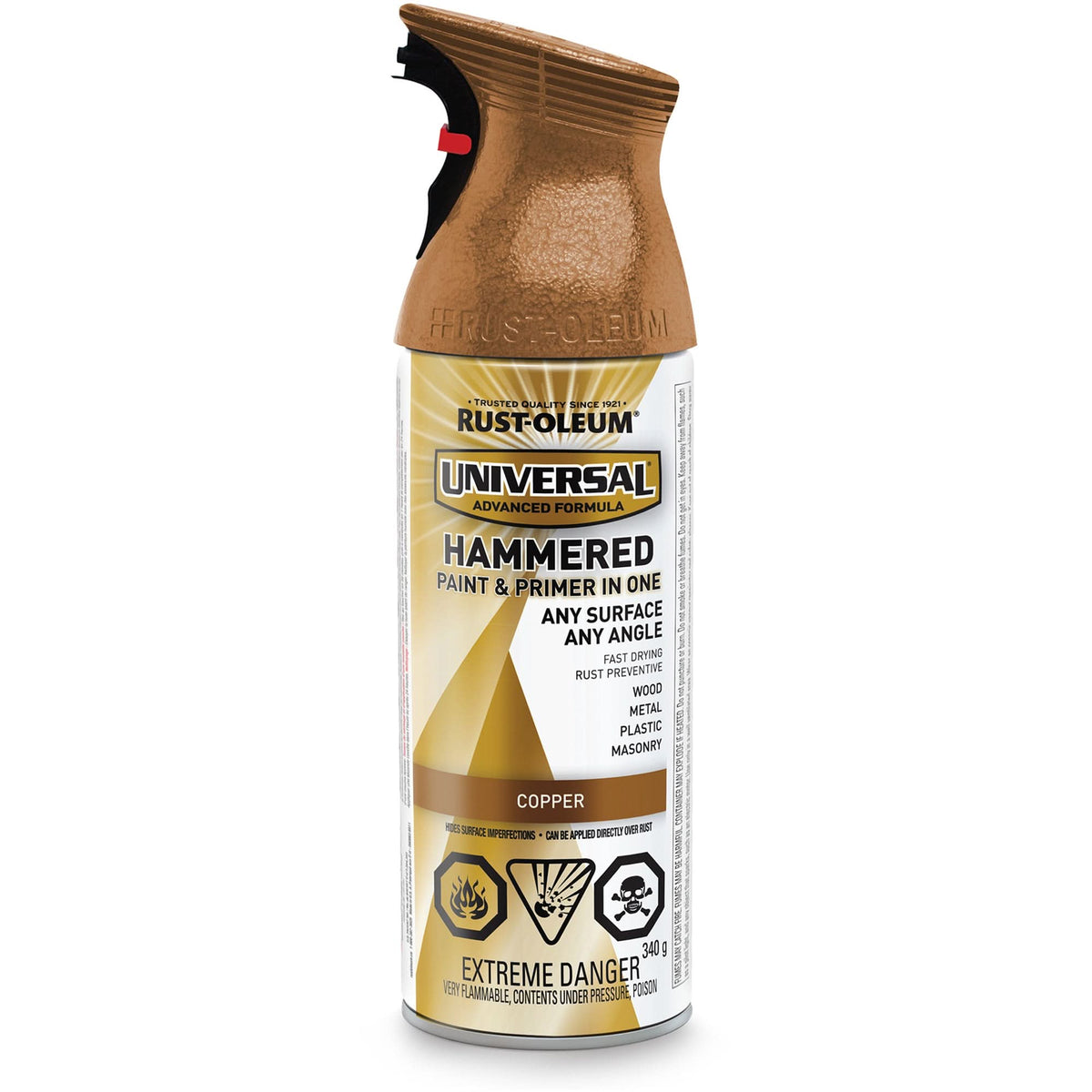 Universal® Paint & Primer In One Spray Paint, Copper, Hammered, Aerosol Can