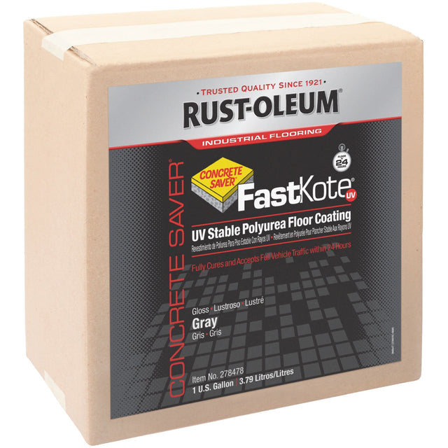 FastKote® UV Stable Polyurea Floor Coating, 1 gal., Urethane-Based, High-Gloss, Grey