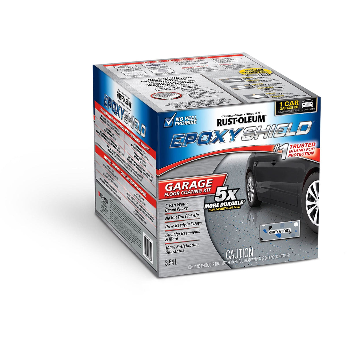 EpoxyShield® Garage Floor Coating, 3.55 L, Water-Based, Gloss, Grey