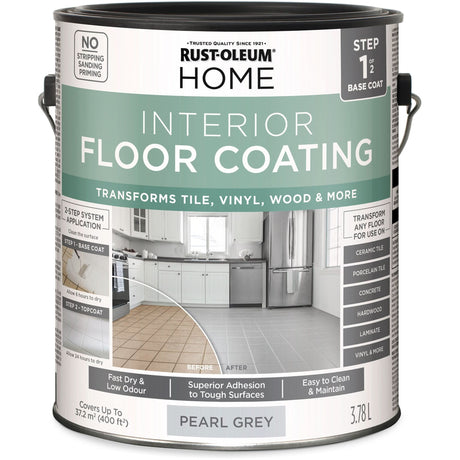 Home Interior Floor Coating System Base Coat, 3.78 L, Water-Based, Very Flat, Grey