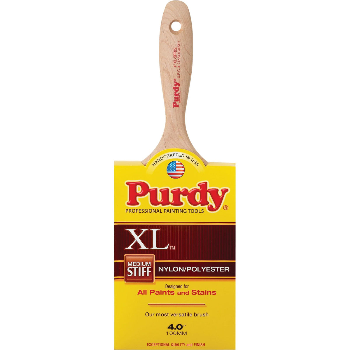 XL Sprig Paint Brush, Poly/Nylon, Wood Handle, 4" Width