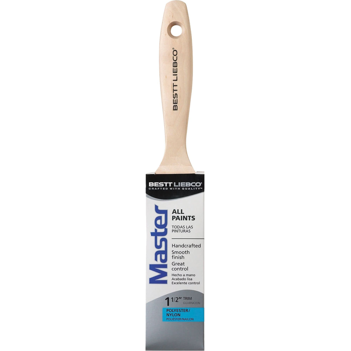 Master Paint Brush, Poly/Nylon, Wood Handle, 1-1/2" Width