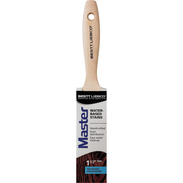 Master Water-Based Stains Trim & Angle Paint Brush, Poly/Nylon, Wood Handle, 1-1/2" Width