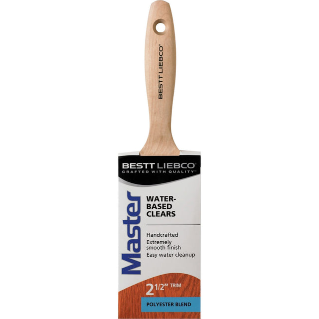 Master Water-Based Clear Coatings Trim & Angle Paint Brush, Polyester, Wood Handle, 2-1/2" Width