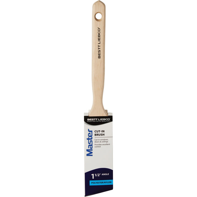 Master Angle Cut-In Paint Brush, Poly/Nylon, Wood Handle, 1-1/2" Width