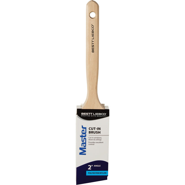 Master Angle Cut-In Paint Brush, Poly/Nylon, Wood Handle, 2" Width
