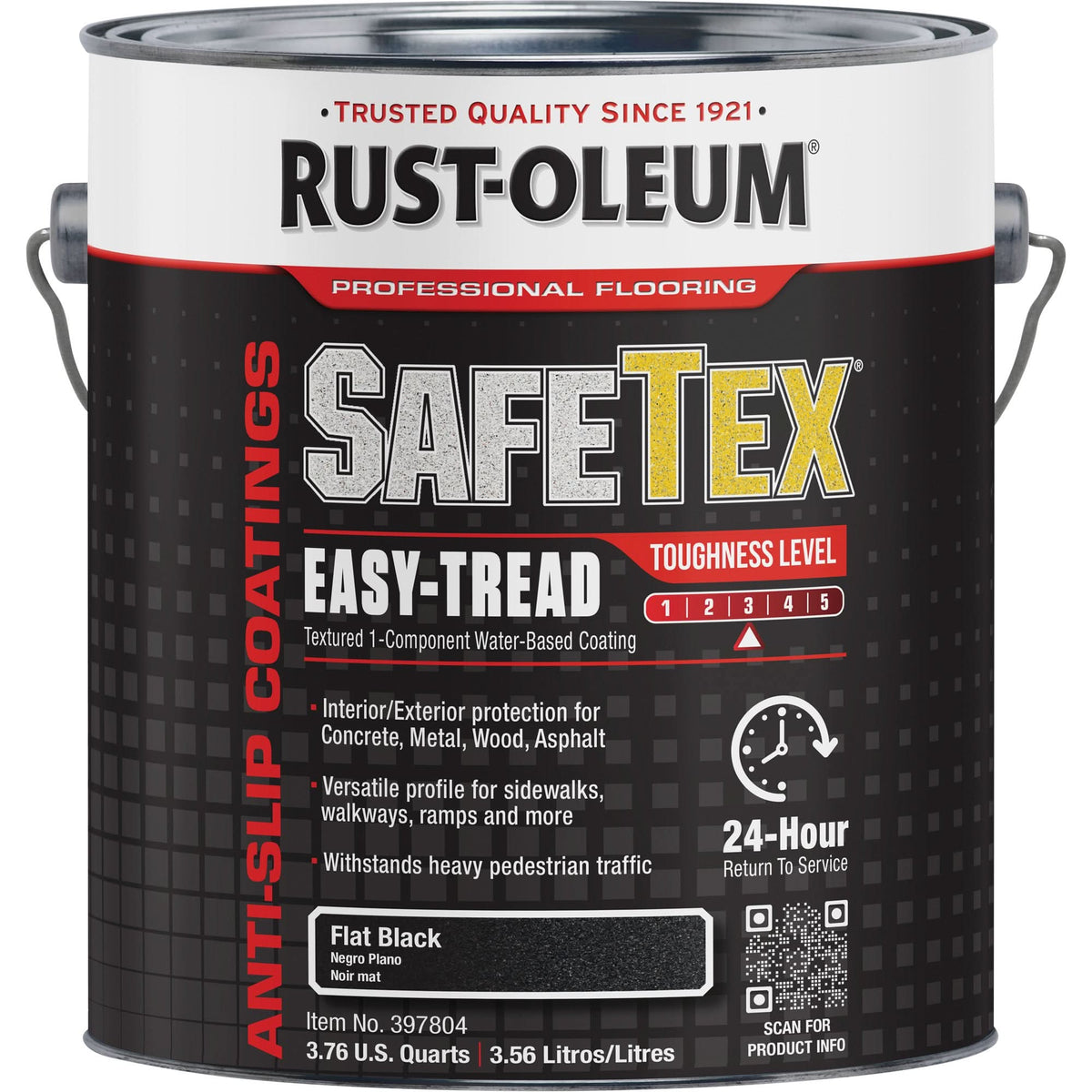 SafeTex® Easy-Tread Acrylic Coating, 1 gal., Water-Based, Flat/Textured, Black