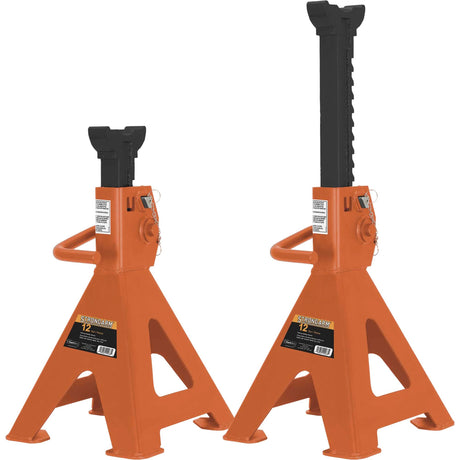872B Jack Stands, Locking Handle/Ratchet, 12 Ton(s) Capacity, 19-1/4" - 28-1/3" H