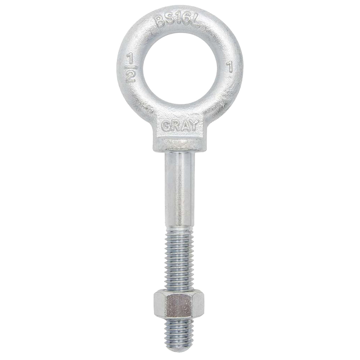 Eye Bolt, 2-9/16" Dia., 6" L, Zinc Plated, 5200 lbs. (2.6 tons) Capacity