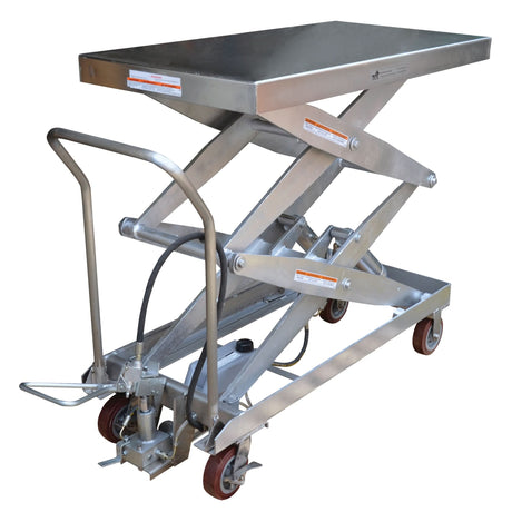 Pneumatic Hydraulic Scissor Lift Table, Stainless Steel, 47-1/4" L x 24" W, 1500 lbs. Cap.