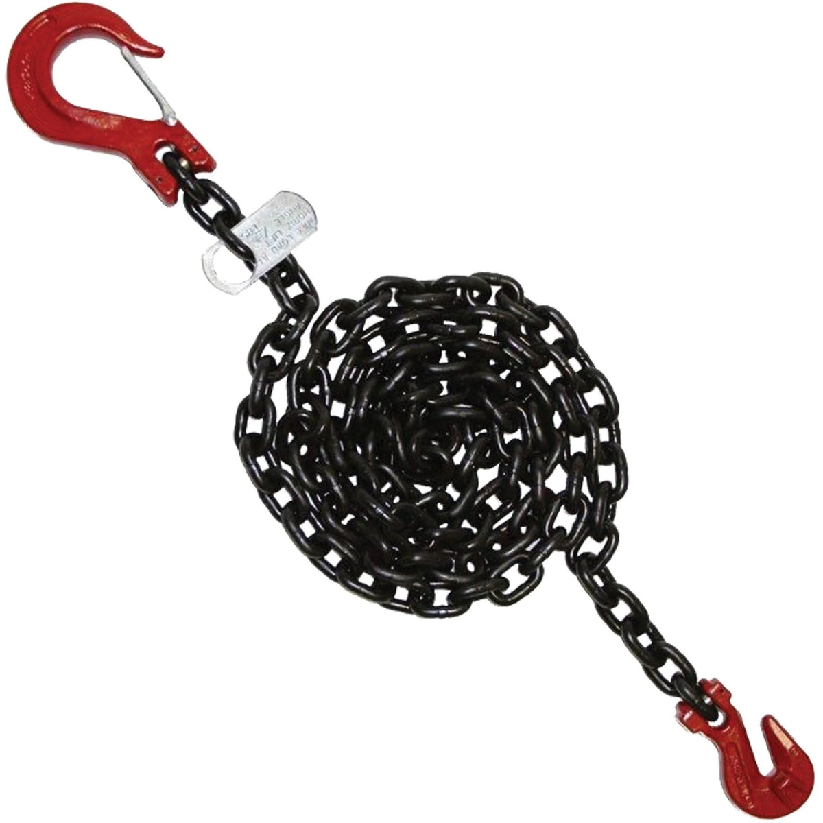 Chain Sling, Grade 100 Chain, Single Legs, Grab & Slip Hooks, 9/32" x 8'