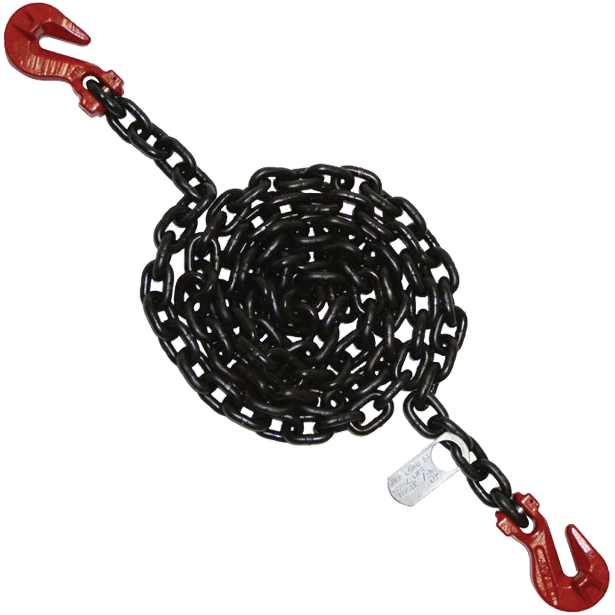 Chain Sling, Grade 100 Chain, Single Legs, Grab & Grab Hooks, 5/8" x 5'