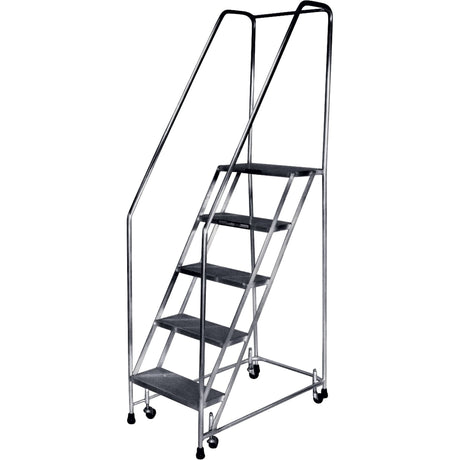 Rolling Ladders, 6 Steps, 24" Step Width, 57" Platform Height, Aluminum