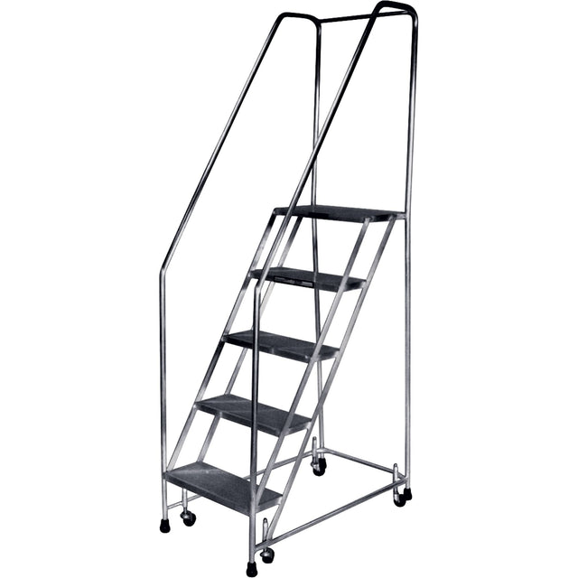 Rolling Ladders, 6 Steps, 24" Step Width, 57" Platform Height, Aluminum