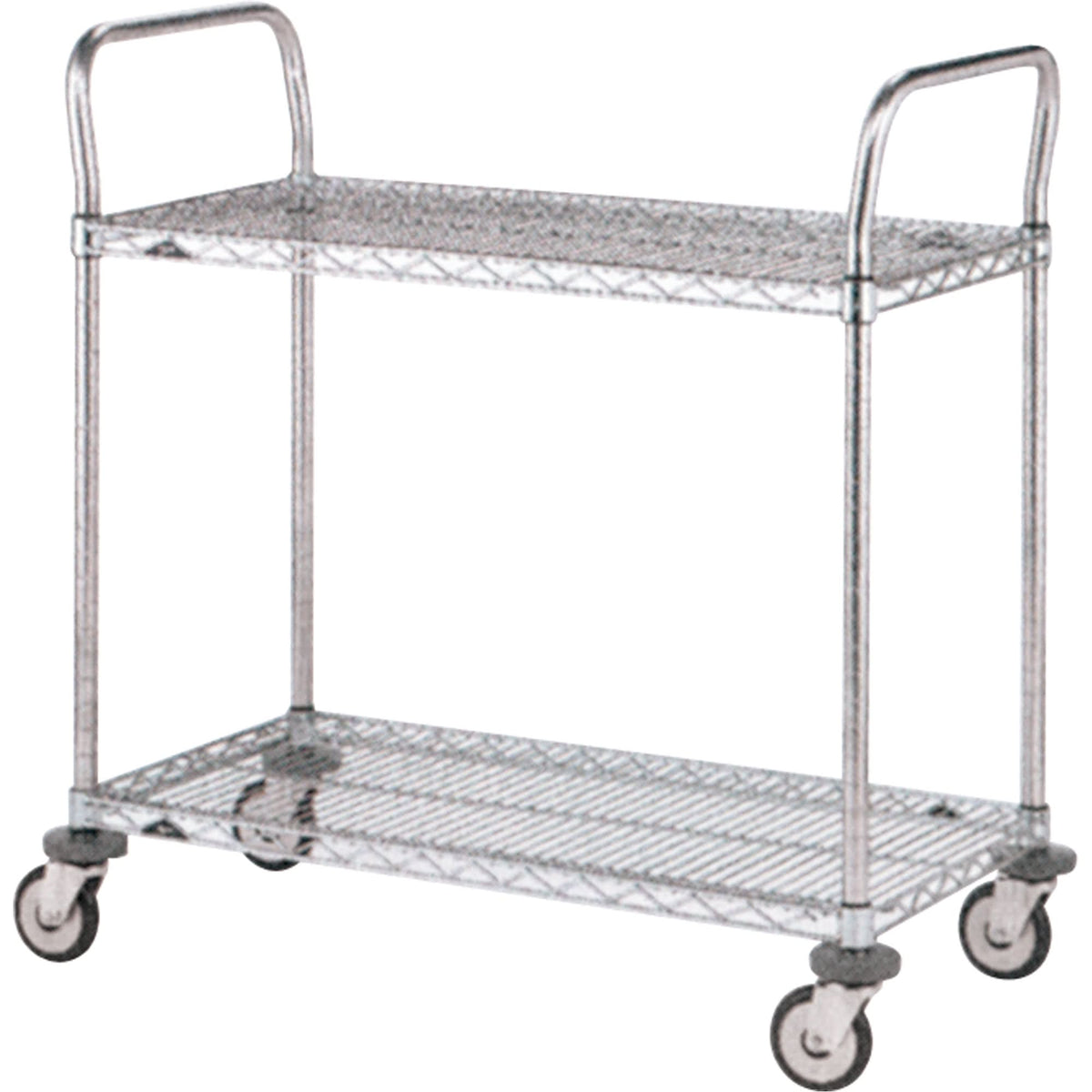 Standard-Duty Utility Cart With Wire Shelves, Chrome Plated, 18" x 39" x 30", 375 lbs. Capacity