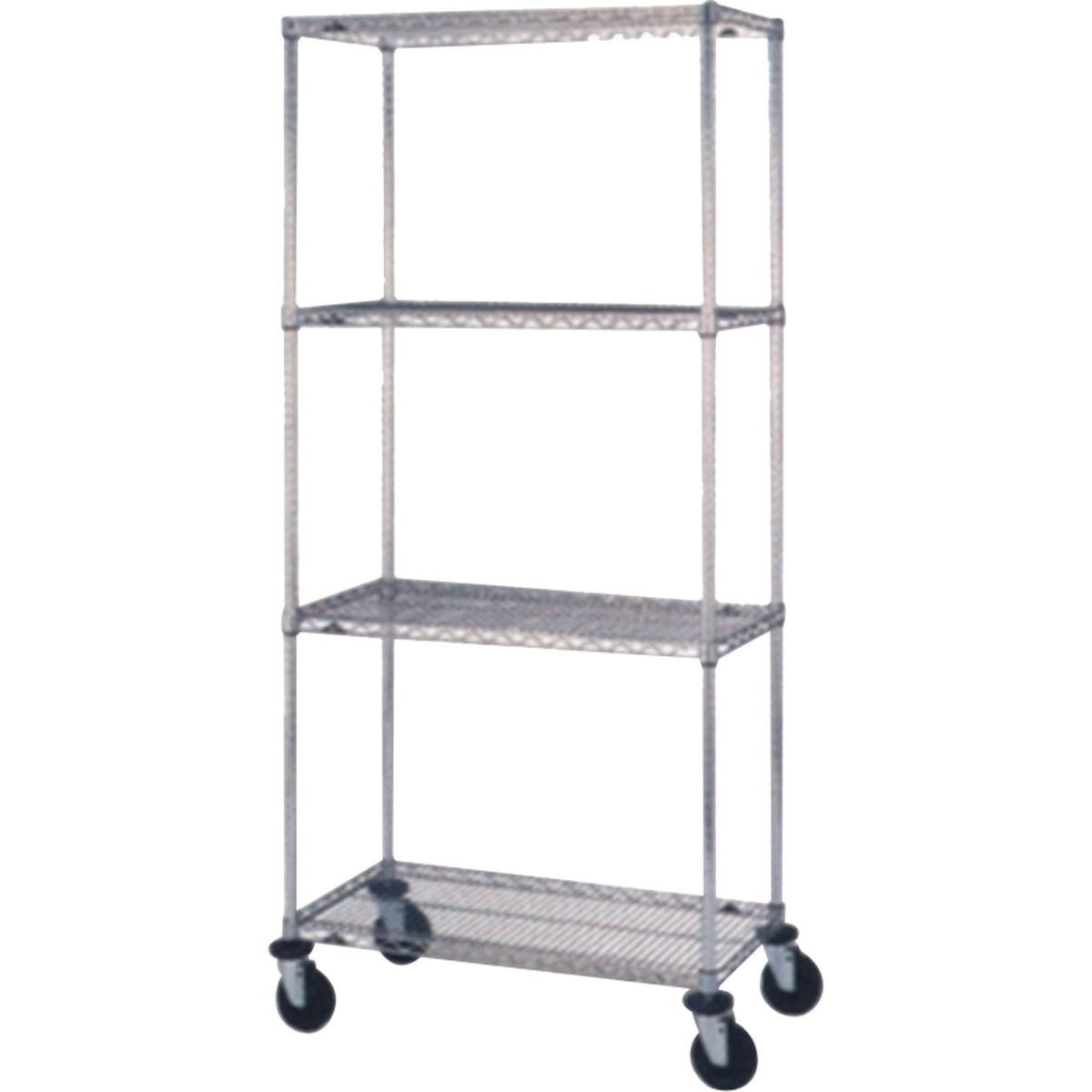 Wire Shelf Cart, Chrome Plated, 24" x 81" x 48", 800 lbs. Capacity