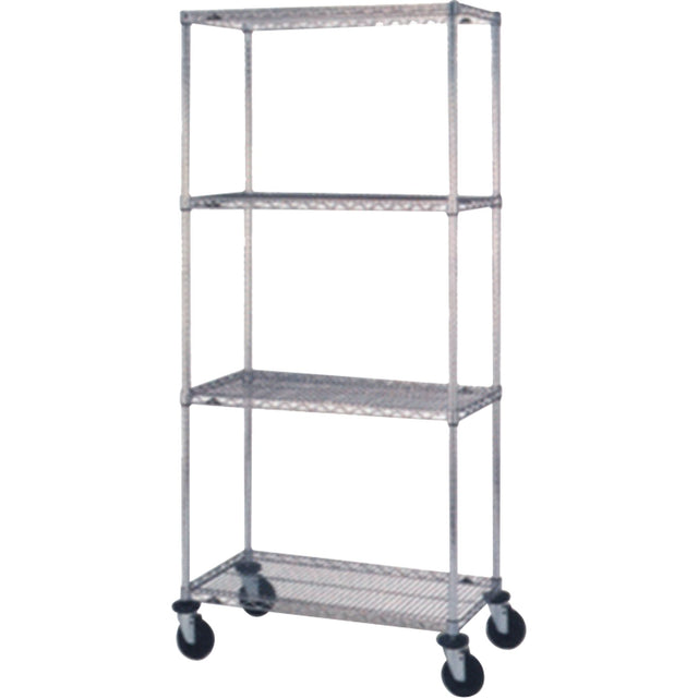 Wire Shelf Cart, Chrome Plated, 24" x 81" x 48", 800 lbs. Capacity