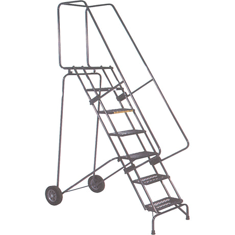 Fold-N-Store Rolling Ladders, 5 Steps, Perforated, 50" High