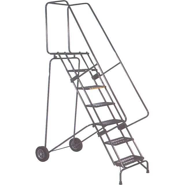 Fold-N-Store Rolling Ladders, 8 Steps, Perforated, 80" High