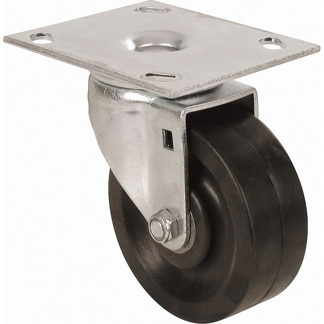 Heavy-Duty Caster, Rigid, 4" (101.6 mm), Mold-on Rubber, 350 lbs. (158.8 kg.)