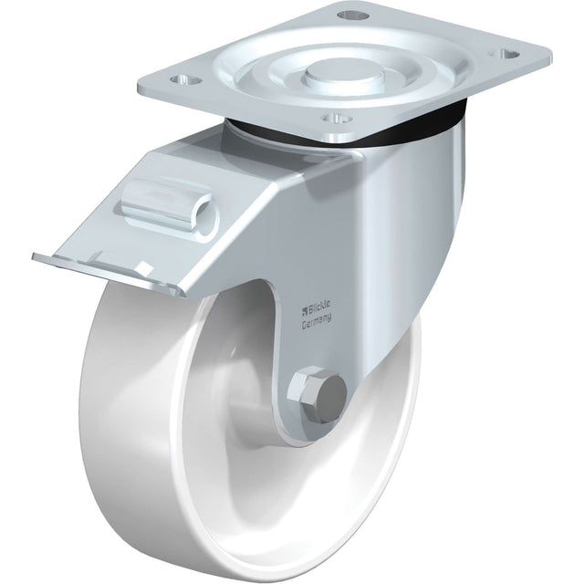 White Caster, Swivel with Brake, 6" (152.4 mm), Polyamide, 440 lbs. (199.58 kg.)