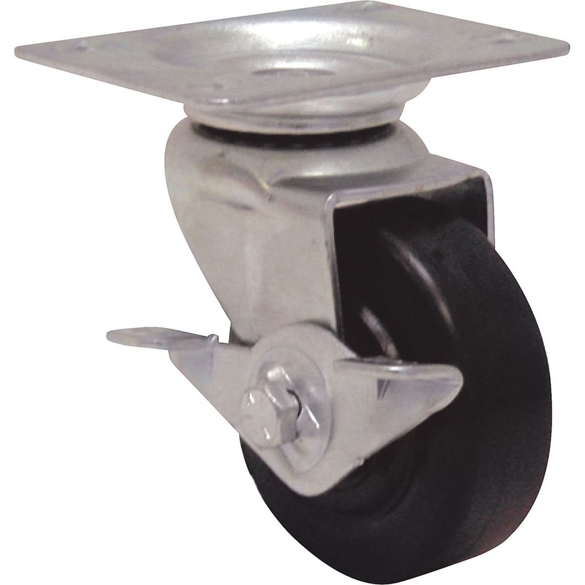 Light-Duty Caster, Swivel with Brake, 5" (127 mm), Polyolefin, 150 lbs. (68 kg.)