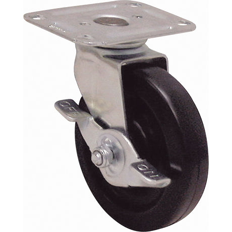 Light-Duty Caster, Rigid with Brake, 5" (127 mm), Polyolefin, 250 lbs. (113 kg.)