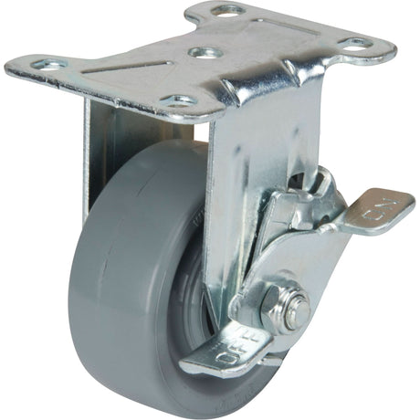 General Purpose Caster, Rigid with Side Brake, 4" (101.6 mm), Urethane, 350 lbs. (158.8 kg.)