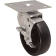 Medium Duty Caster, Swivel with Brake, 5" (127 mm), Polyolefin, 450 lbs. (204 kg.)