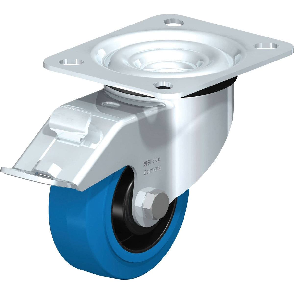 Blue Elastic Caster, Rigid, 3-1/8" (79.5 mm), Rubber, 250 lbs. (113 kg.)