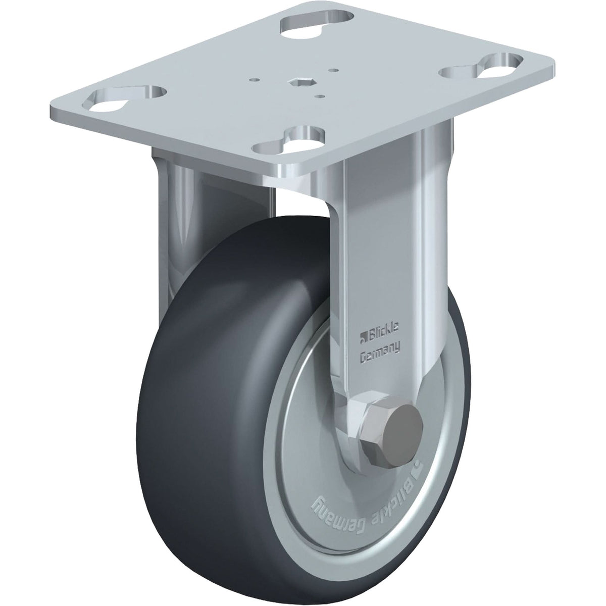 Caster, Rigid, 3-1/8" (79.5 mm), Thermoplastic Rubber, 130 lbs. (59 kg.)