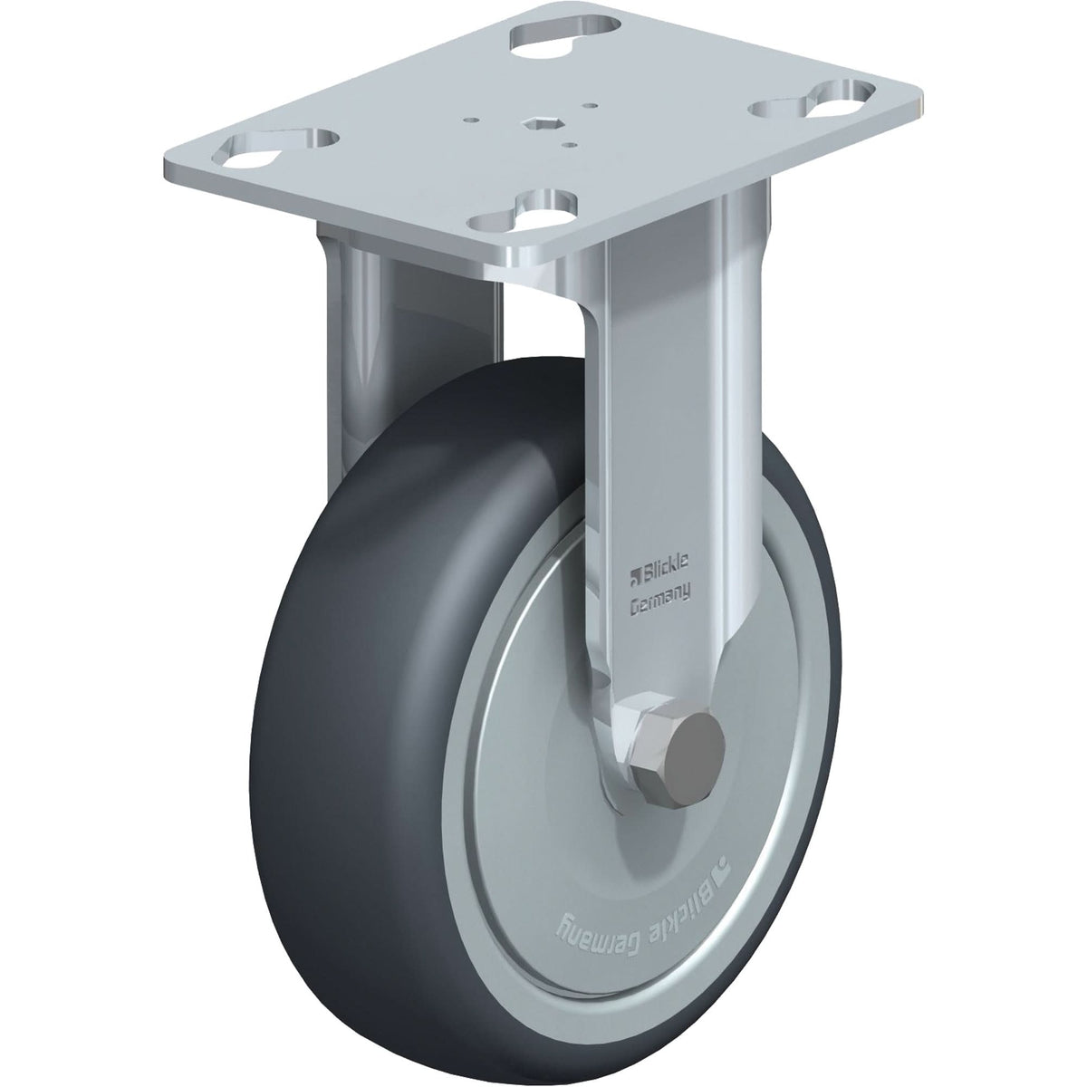 Caster, Rigid, 4" (101.6 mm), Thermoplastic Rubber, 200 lbs. (91 kg.)