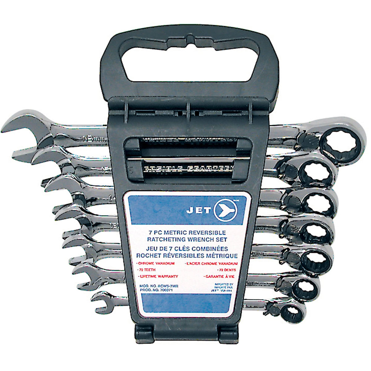 RCWS-7MR Long Pattern Reversible Wrench Set, Ratcheting Combination, 7 Pieces, Metric