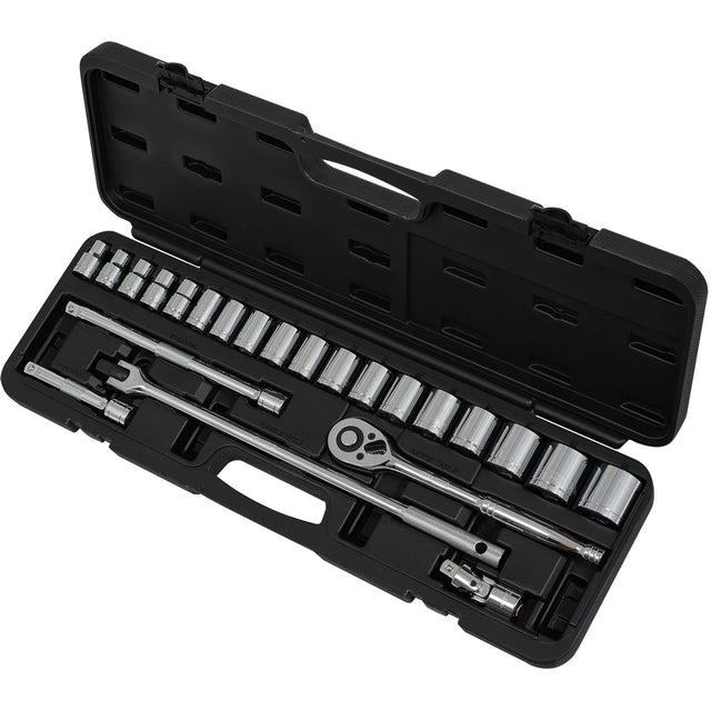 Metric Socket Set, 24 Pcs, 1/2" Drive Size
