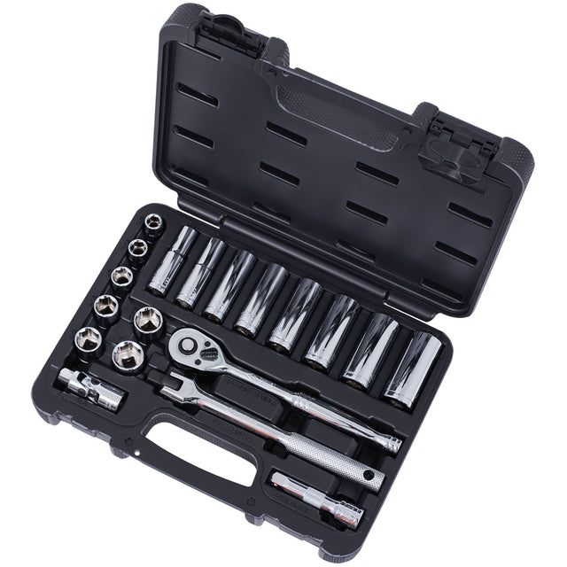 SAE Socket Set, 20 Pcs, 3/8" Drive Size, Deep