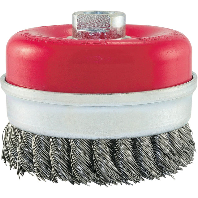 Knot Banded Cup Brush, 4" Dia. x 5/8"-11 Arbor