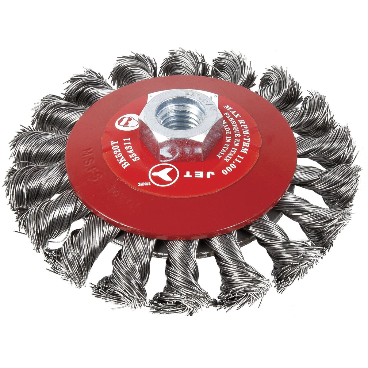 BK520T Knot-Twisted Conical Bevel Brush, 5" Dia., 5/8-11 Arbor