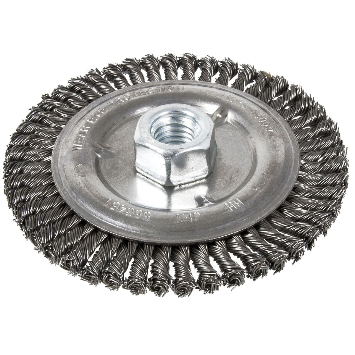 Stringer Bead Brush, 5" Dia., 0.022" Fill, 5/8"-11 Arbor, Steel
