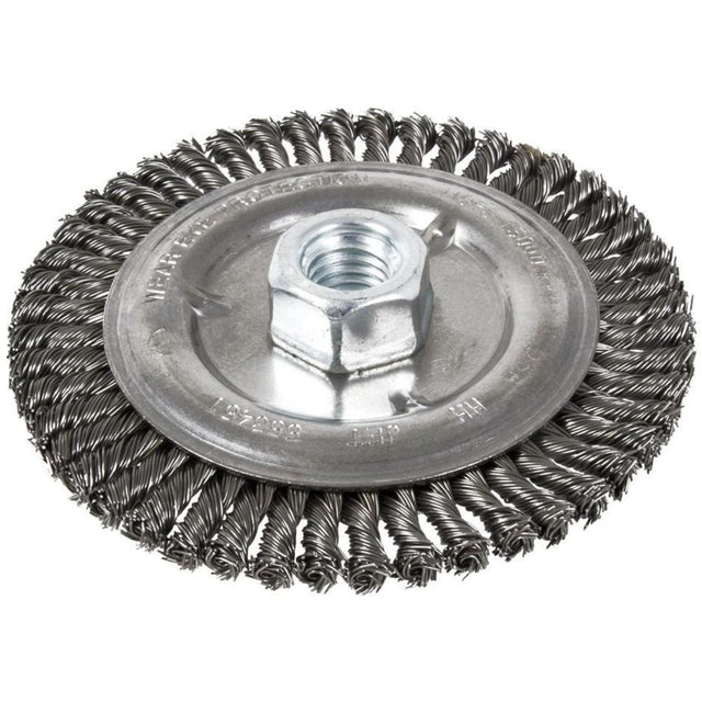 Stringer Bead Brush, 6" Dia., 0.022" Fill, 5/8"-11 Arbor, Steel