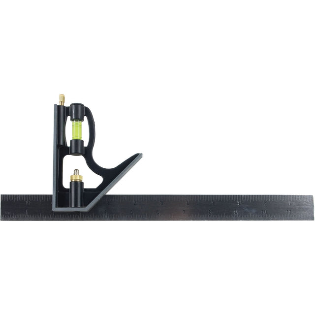 Combination Square, 12" L, Stainless Steel, Plain