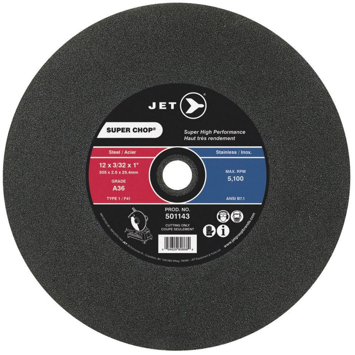 Super Chop® Cut-Off Wheel, 16" x 7/64", 1" Arbor, Type 1, 3700 RPM