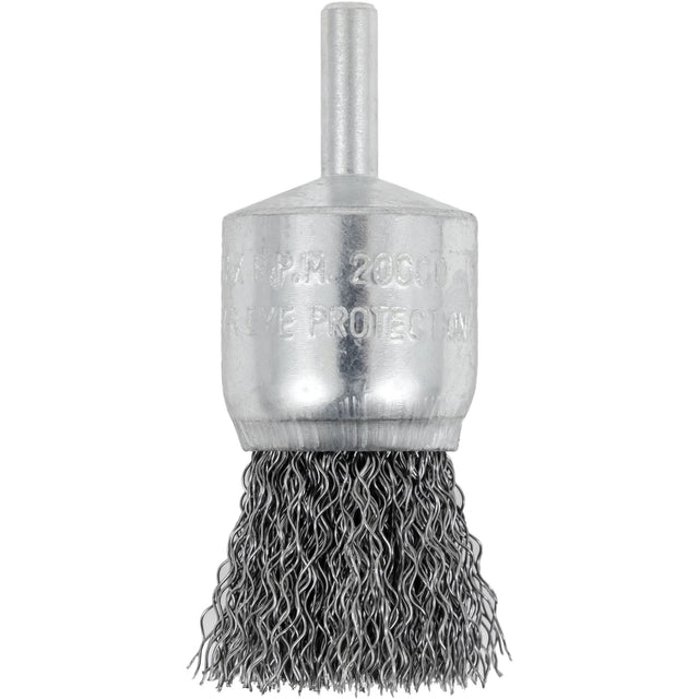 Shaft Mounted Crimped End Brush, 1", 0.012" Fill, 1/4" Shank